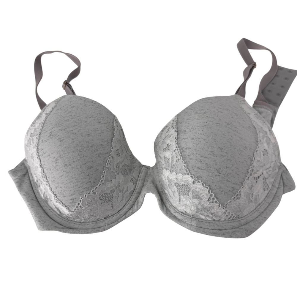 Soma Embraceable Perfect Coverage Bra 34D Heather Gray Lace Underwire 012201